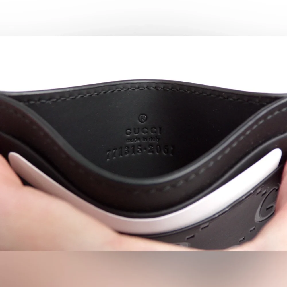 Gucci Rubber Effect Black GG Card Case Holder